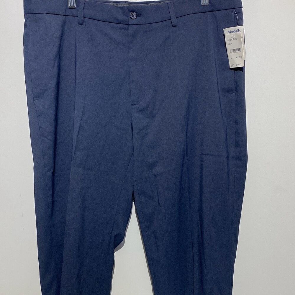 DKNY Men's Navy Blue Flat Front Slim Fit Stretchy Dress Pants Size 36x30 NWT